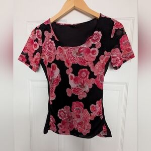 DKNY - Women's Mesh Fabric Top With Rushing At The Waist